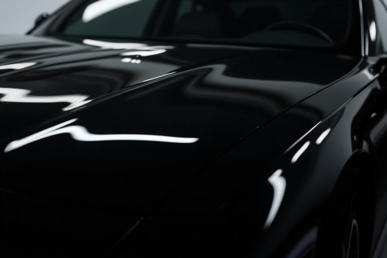 Carrozzeria nera perfettamente lucida dopo il trattamento