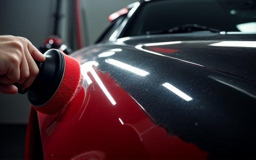 Carrozzeria di un'auto durante il processo di lucidatura